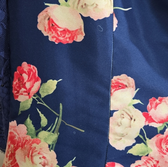 Sherri Hill Navy Floral Lace Evening Gown 2-piece Set 4 Prom Formal Homecoming - Picture 6 of 10